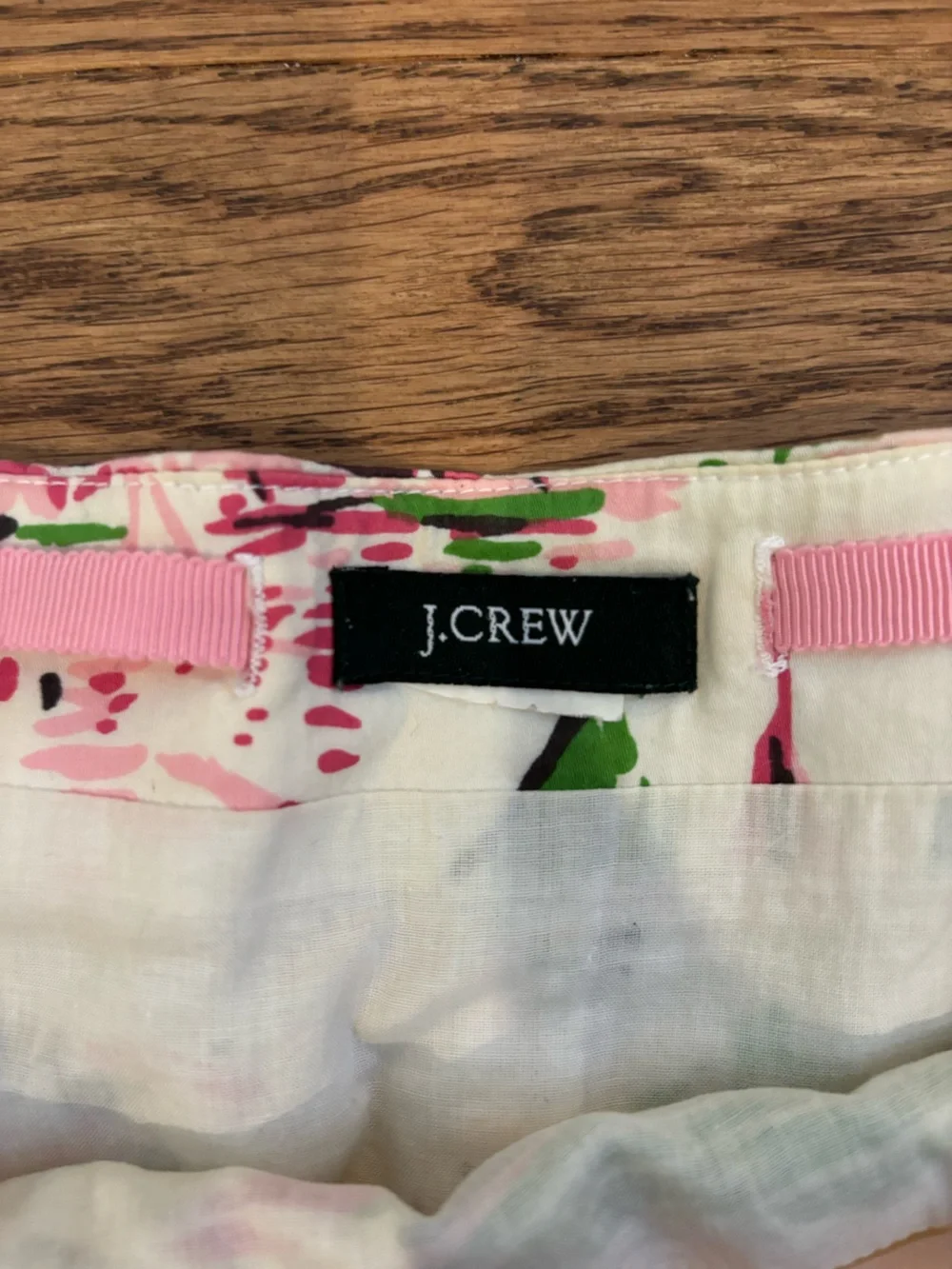 Vintage J. Crew Pink & Green Sailboat Print Wrap Skirt